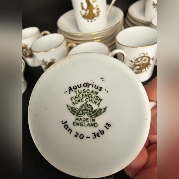 Unique vintage zodiac espresso cups and saucer set. Complete set of 12. - Picture 2 of 13